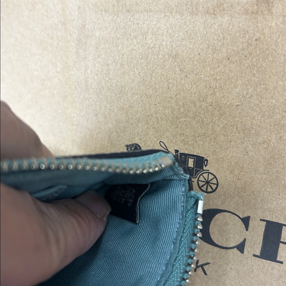 Coach Seafoam green leather Wristlet, EUC - Picture 8 of 8